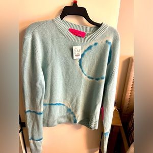 The elder statesman light blue & ivory sweater NEW
